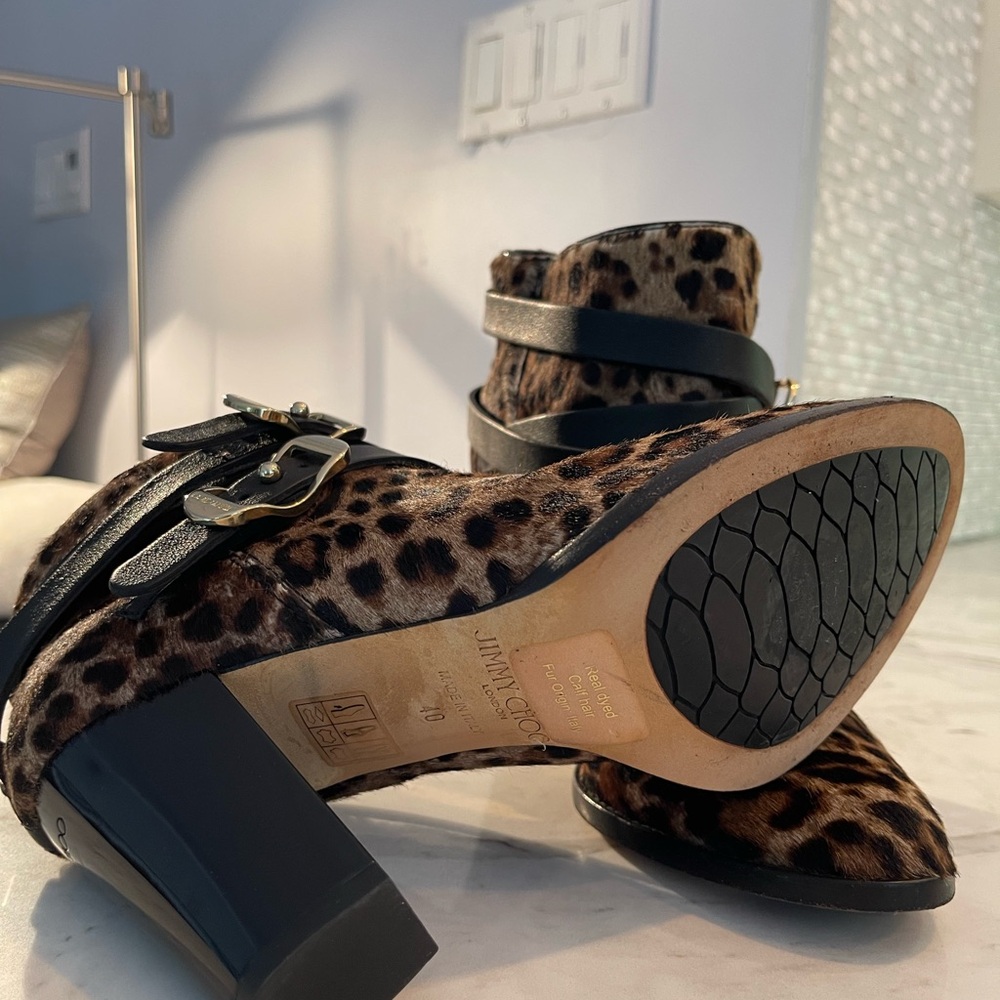 JIMMY CHOO Boots Ponyhair Animal Print Womens Size 40 /Us7.5-8 - Picture 10 of 10
